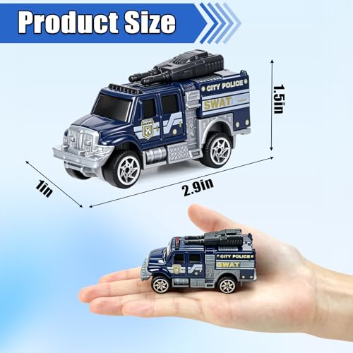 6-Pack Diecast Police Car Toy Set – Mini Alloy Models for Boys 3-7, Armored Vehicle, Rescue Truck, Military Helicopter
