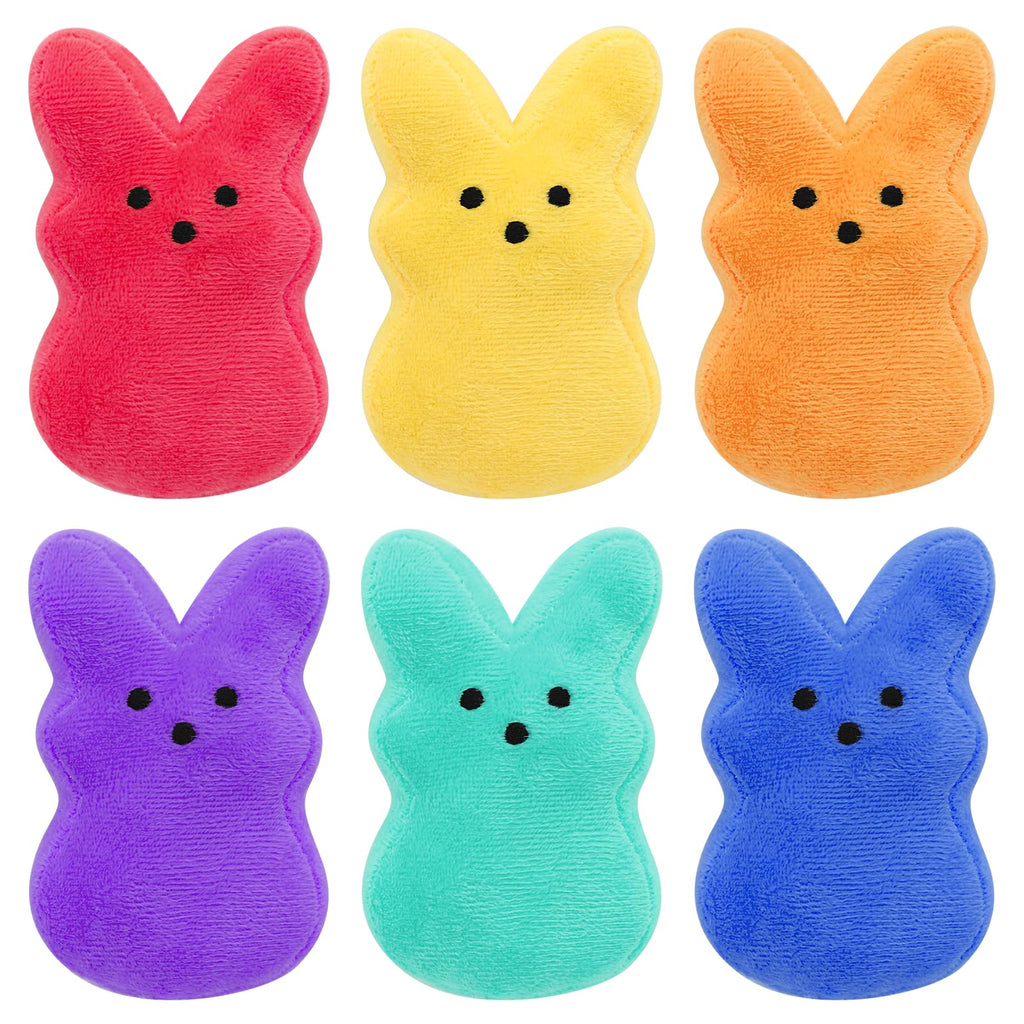 6 Pack Easter Bunny Plush Toys - Soft Stuffed Animals for Kids, Easter Basket Stuffers & Party Favors
