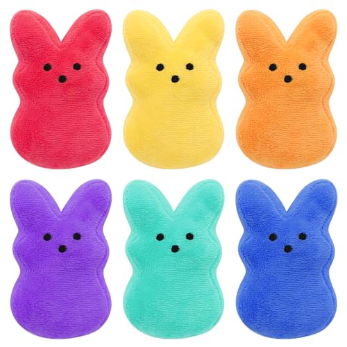 6 Pack Easter Bunny Plush Toys - Soft Stuffed Animals for Kids, Easter Basket Stuffers & Party Favors