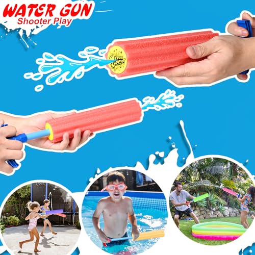 6-Pack Foam Water Blaster Soaker Guns for Kids & Adults – 33ft Range, Soft Foam, Multicolored