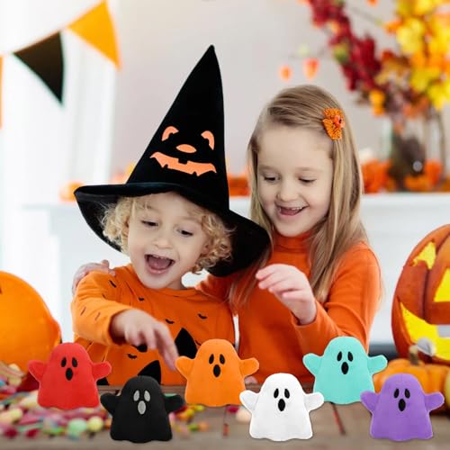 6-Pack Halloween Mini Ghost Plush Toys – Cute Cotton Stuffed Dolls for Kids, Trick-or-Treat Favors