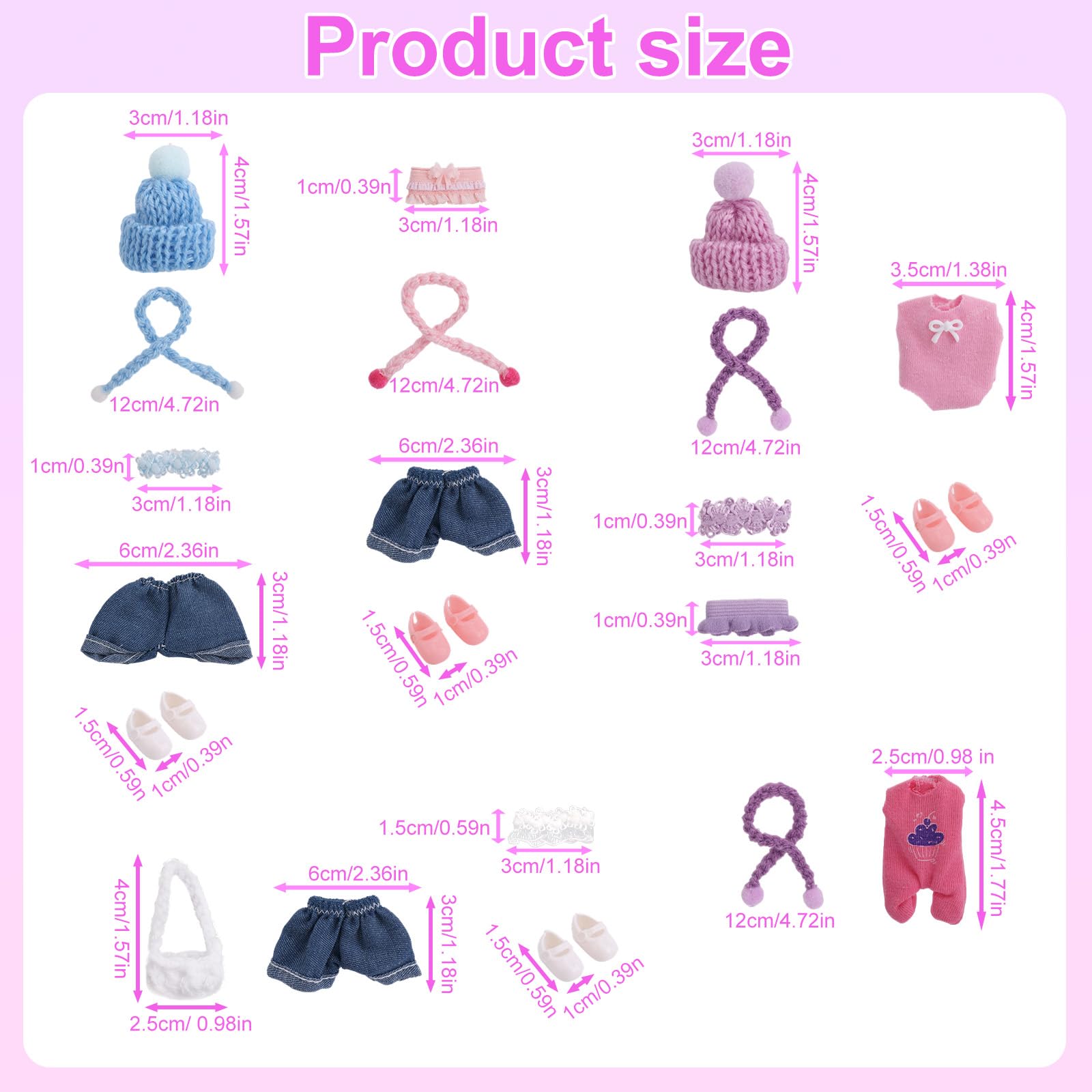 6-Pack Mini Doll Clothes for 3-Inch Dolls – Goktvai Adorable Outfits Set