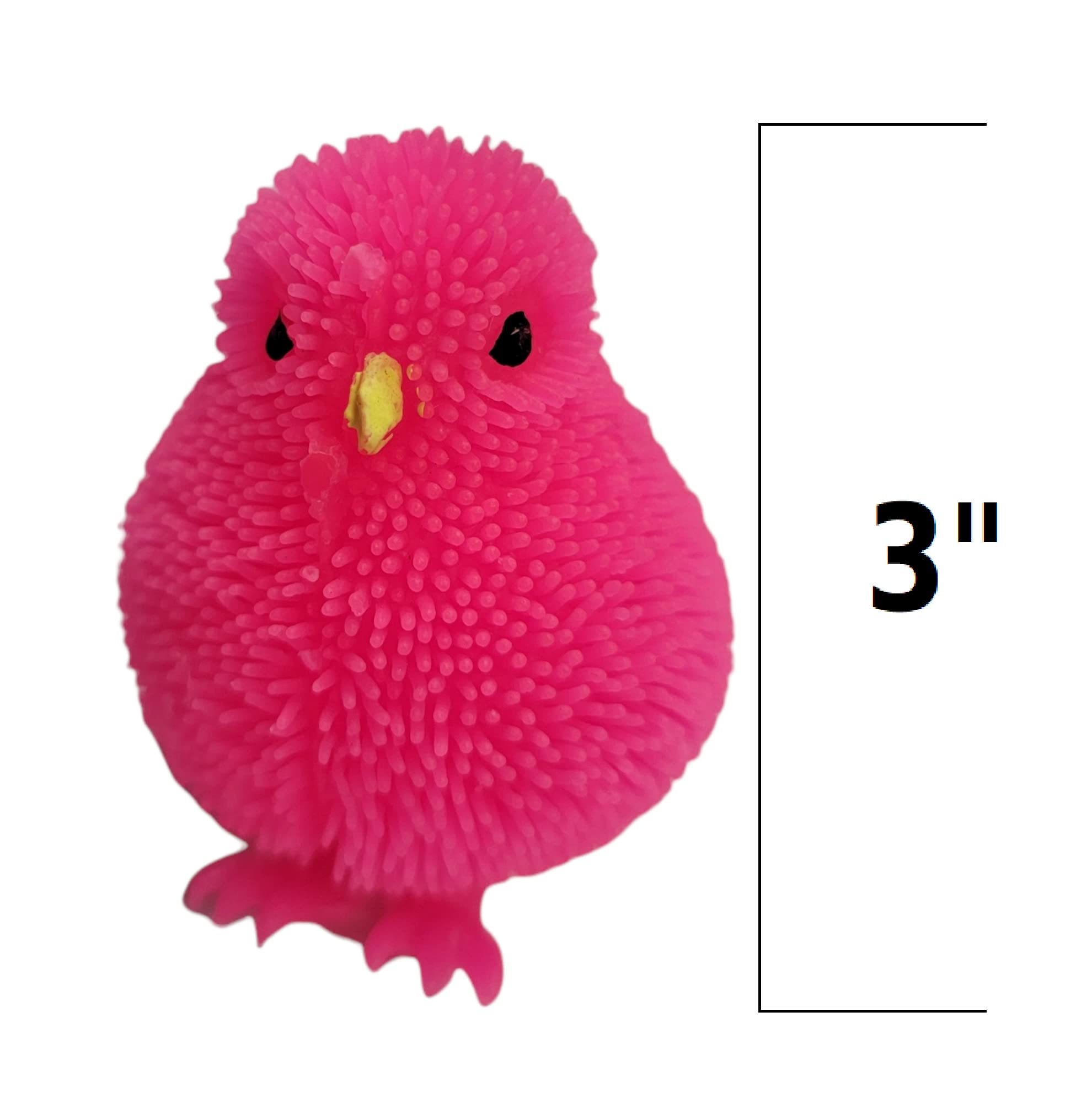 6-Pack Neon Color Chick Puffers (3-inch) - Stress Relief Soft Toys for Party Favors, ADHD, Autism