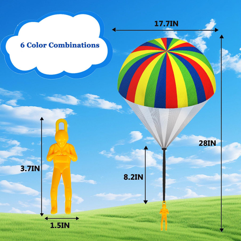 6-Pack Outdoor Parachute Toys with Colorful Patterns and Small Figures for Kids Ages 3-12