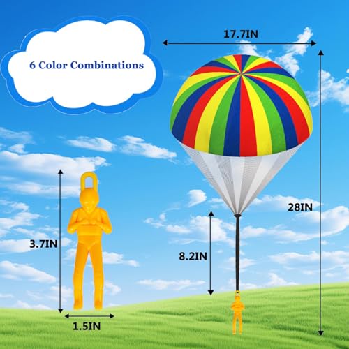 6-Pack Outdoor Parachute Toys with Colorful Patterns and Small Figures for Kids Ages 3-12