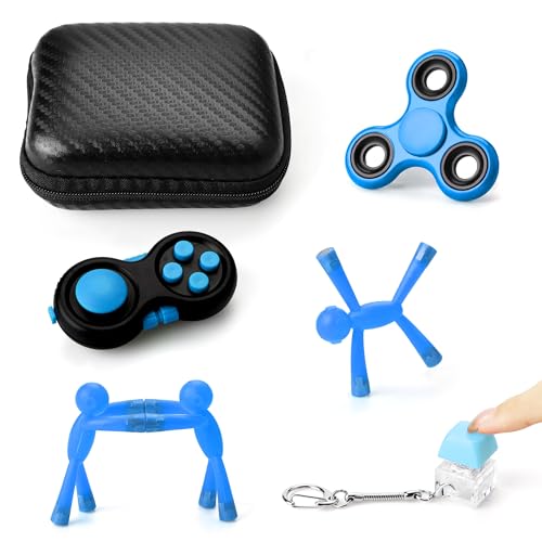 6-Pack Sensory Fidget Toy Set – Stress Relief & Anxiety Toys for Kids and Adults – Blue – HTSHO