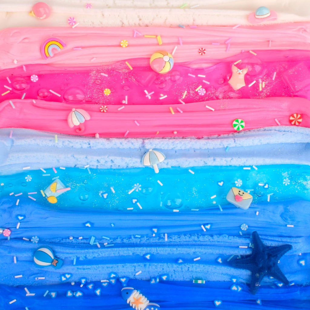 6-Pack Slime Set – Butter, Cloud & Clear Slimes with 12 Vacation Accessories, Sensory Toy for Kids Ages 4-12