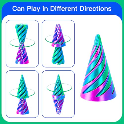 6 Pack Spiral Cone Fidget Toys – 3D Printed Impossible Pyramid Pass Through Toy for Stress Relief and Desktop Decoration