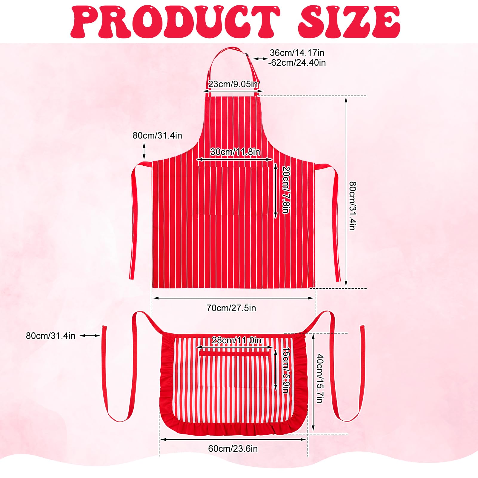 6-Piece 1950s Waiter Costume Kit – Red & White Striped Aprons, Chef Hats & Bow Ties for Themed Parties