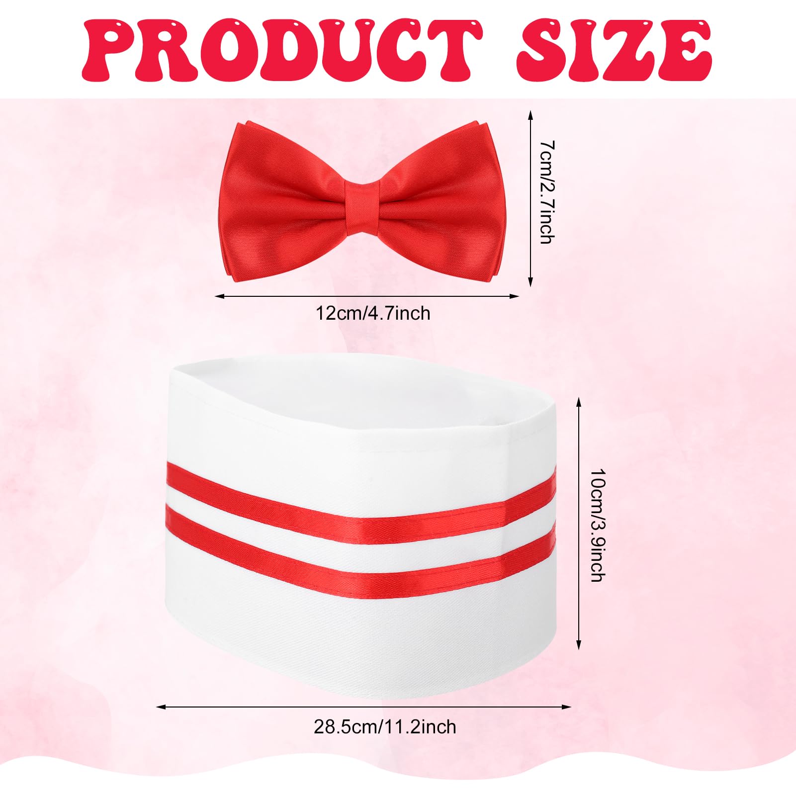 6-Piece 1950s Waiter Costume Kit – Red & White Striped Aprons, Chef Hats & Bow Ties for Themed Parties