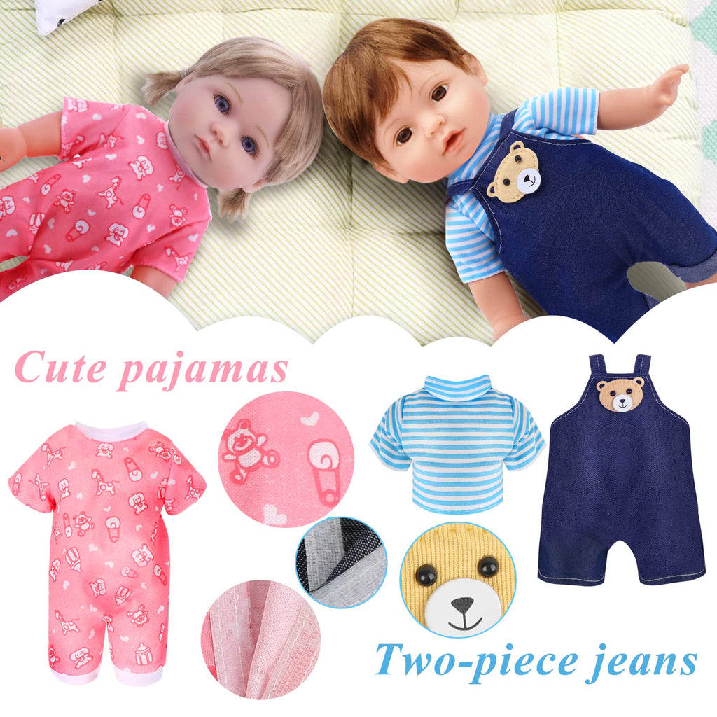 6-Piece Doll Clothes Set for 12-Inch Dolls - 4 Dresses & 2 Jumpsuits, Princess Costumes, YAYYAY