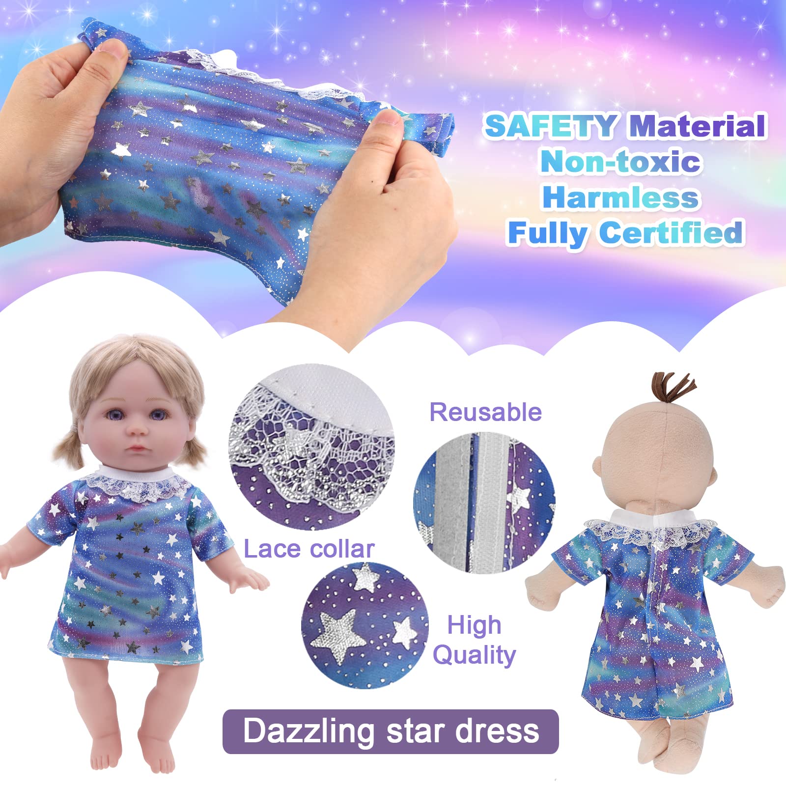 6-Piece Doll Clothes Set for 12-Inch Dolls - 4 Dresses & 2 Jumpsuits, Princess Costumes, YAYYAY