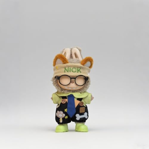 6-Piece Fox Overall Outfit for 17cm Labubu Dolls – Cross-Version Fit, Velcro Closure