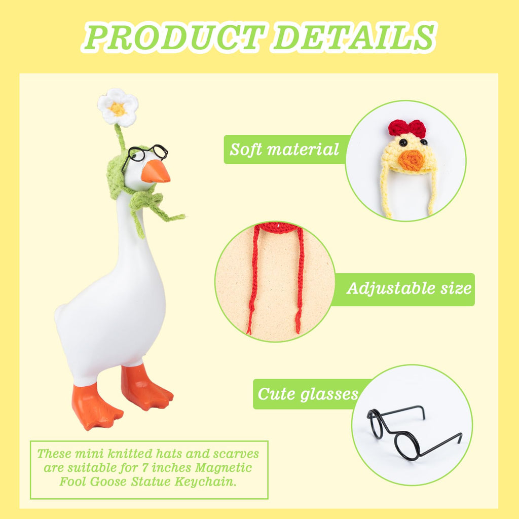 6-Piece Mini Knit Hat and Sunglasses Set for 7-Inch Desk Goose Statues