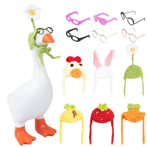 6-Piece Mini Knit Hat and Sunglasses Set for 7-Inch Desk Goose Statues
