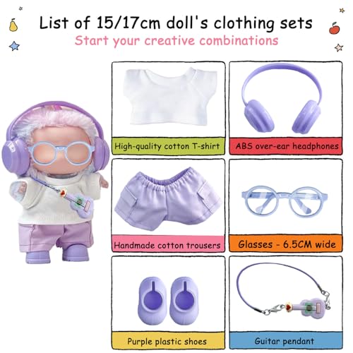 6-Piece Purple Doll Clothes Set for 17cm Dolls – Hand-Knitted Premium Outfit (No Doll)