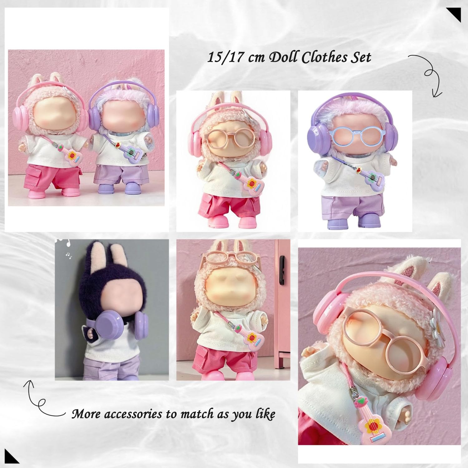 6-Piece Purple Doll Clothes Set for 17cm Dolls – Hand-Knitted Premium Outfit (No Doll)