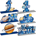 6-Piece Wooden First Birthday Space Theme Centerpieces - Planets, Rockets, Astronauts
