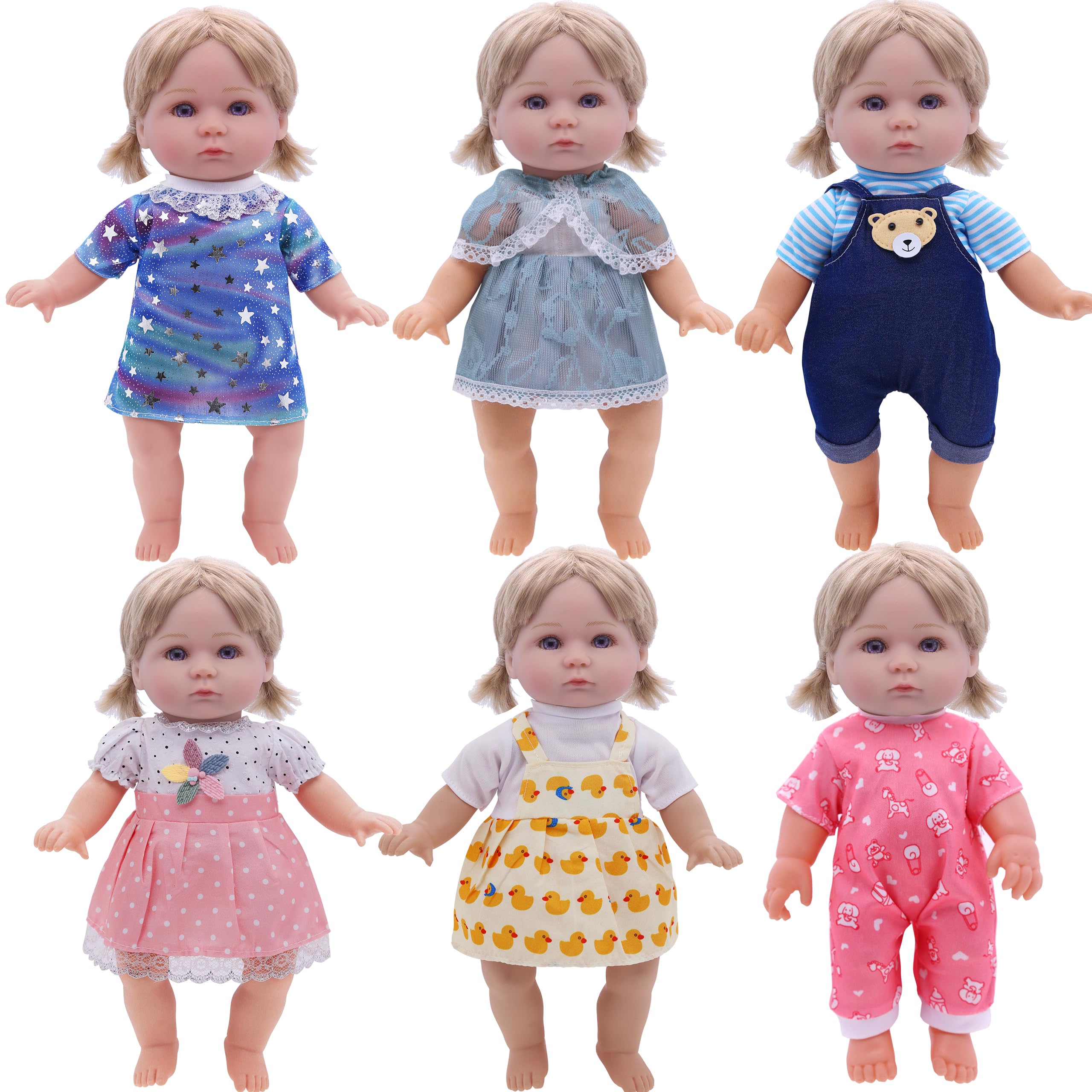 6 Sets of Doll Clothes and Accessories for 11 Inch Dolls – Princess Dresses, Pajamas, and More by YAYYAY