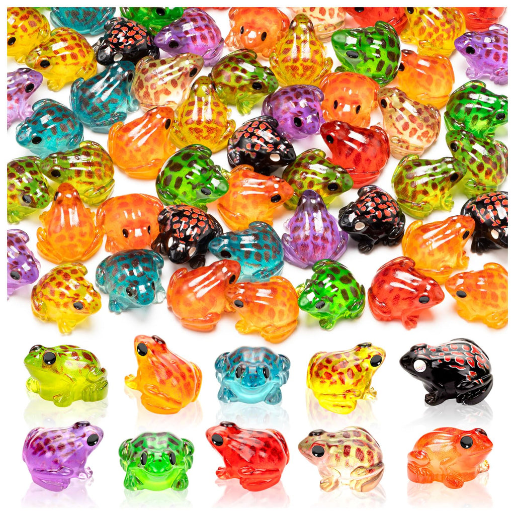 60 Luminous Mini Resin Frogs – Glow in the Dark, 10 Colors for Moss Gardens and Terrariums