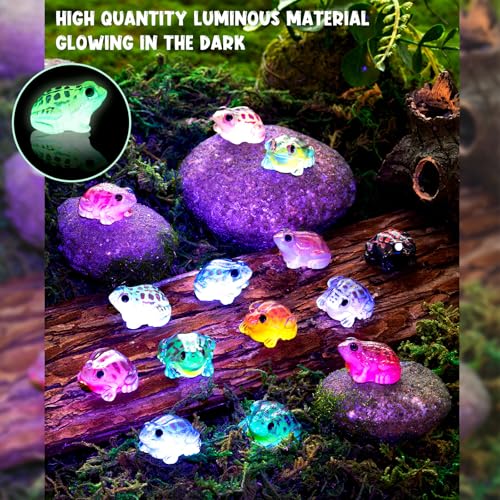 60 Luminous Mini Resin Frogs – Glow in the Dark, 10 Colors for Moss Gardens and Terrariums