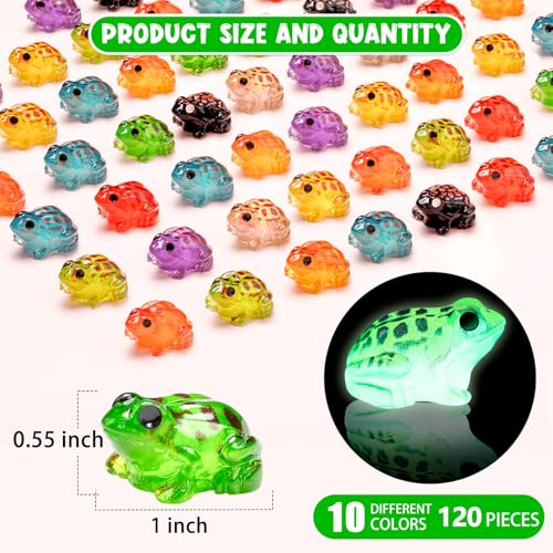 60 Luminous Mini Resin Frogs – Glow in the Dark, 10 Colors for Moss Gardens and Terrariums
