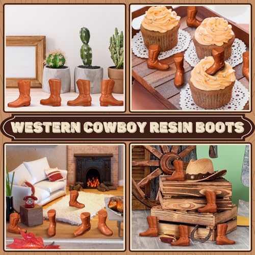 60 Mini Resin Cowboy Boot Figurines – Cupcake Toppers Western Halloween Decor by Vercraft