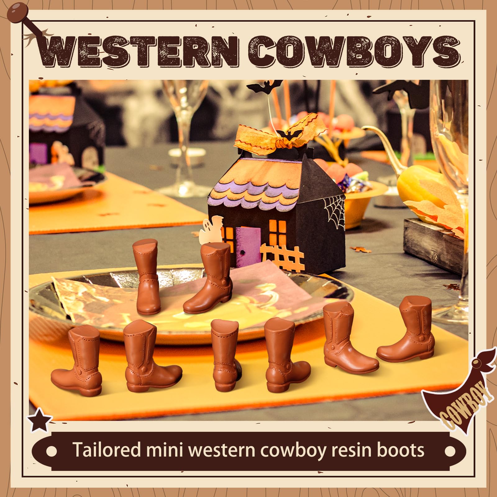 60 Mini Resin Cowboy Boot Figurines – Cupcake Toppers Western Halloween Decor by Vercraft