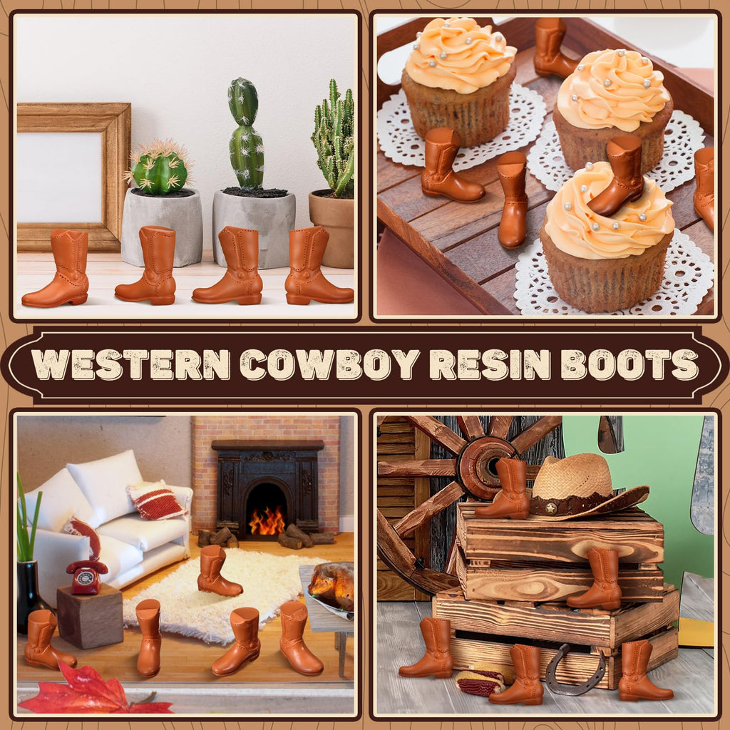 60 Mini Resin Cowboy Boot Figurines – Cupcake Toppers Western Halloween Decor by Vercraft