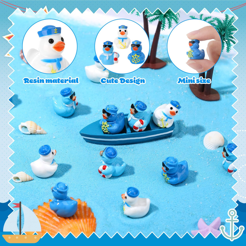 60 Mini Resin Sailor Cruise Ducks - 3 Styles for Hiding, Party Favors, and Nautical Decor