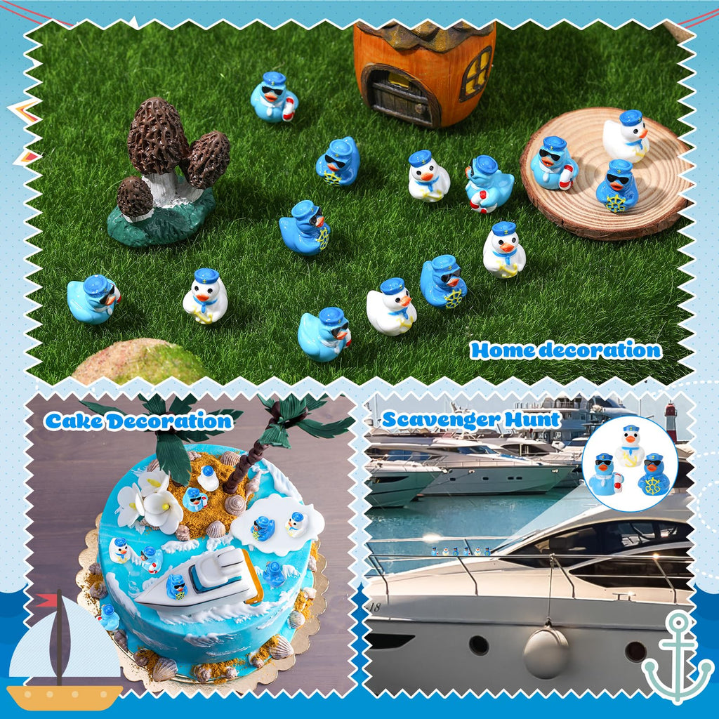 60 Mini Resin Sailor Cruise Ducks - 3 Styles for Hiding, Party Favors, and Nautical Decor