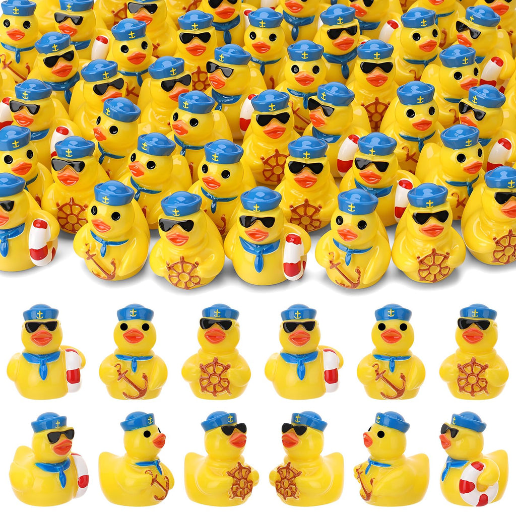 60 Mini Sailor Cruise Resin Ducks – Tiny Toy Figurines in 3 Styles for Hiding, Collecting, and Party Favors