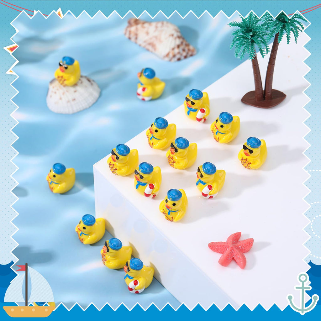 60 Mini Sailor Cruise Resin Ducks – Tiny Toy Figurines in 3 Styles for Hiding, Collecting, and Party Favors