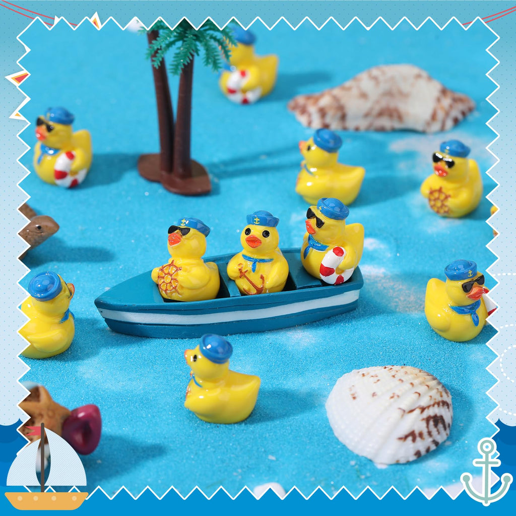 60 Mini Sailor Cruise Resin Ducks – Tiny Toy Figurines in 3 Styles for Hiding, Collecting, and Party Favors
