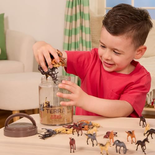 60 Miniature Horse Figurines Tube Set by Terra by Battat – Realistic Plastic Horses for Kids 3+