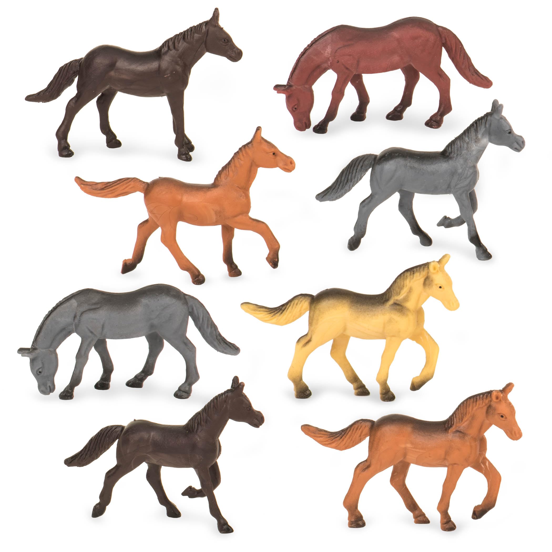 60 Miniature Horse Figurines Tube Set by Terra by Battat – Realistic Plastic Horses for Kids 3+