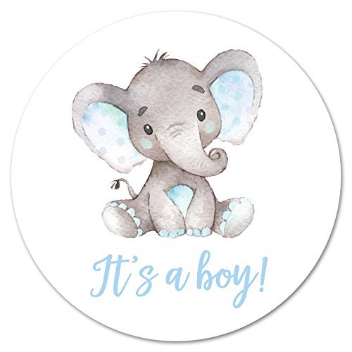 60-Pack Blue Elephant Baby Shower Stickers – 1.5-Inch Round Fade-Resistant Label Stock Seals