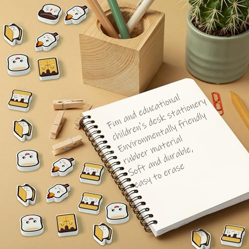 60-Pack Marshmallow Mini Erasers – Cute Camping-Themed Pencil Rubbers for Kids