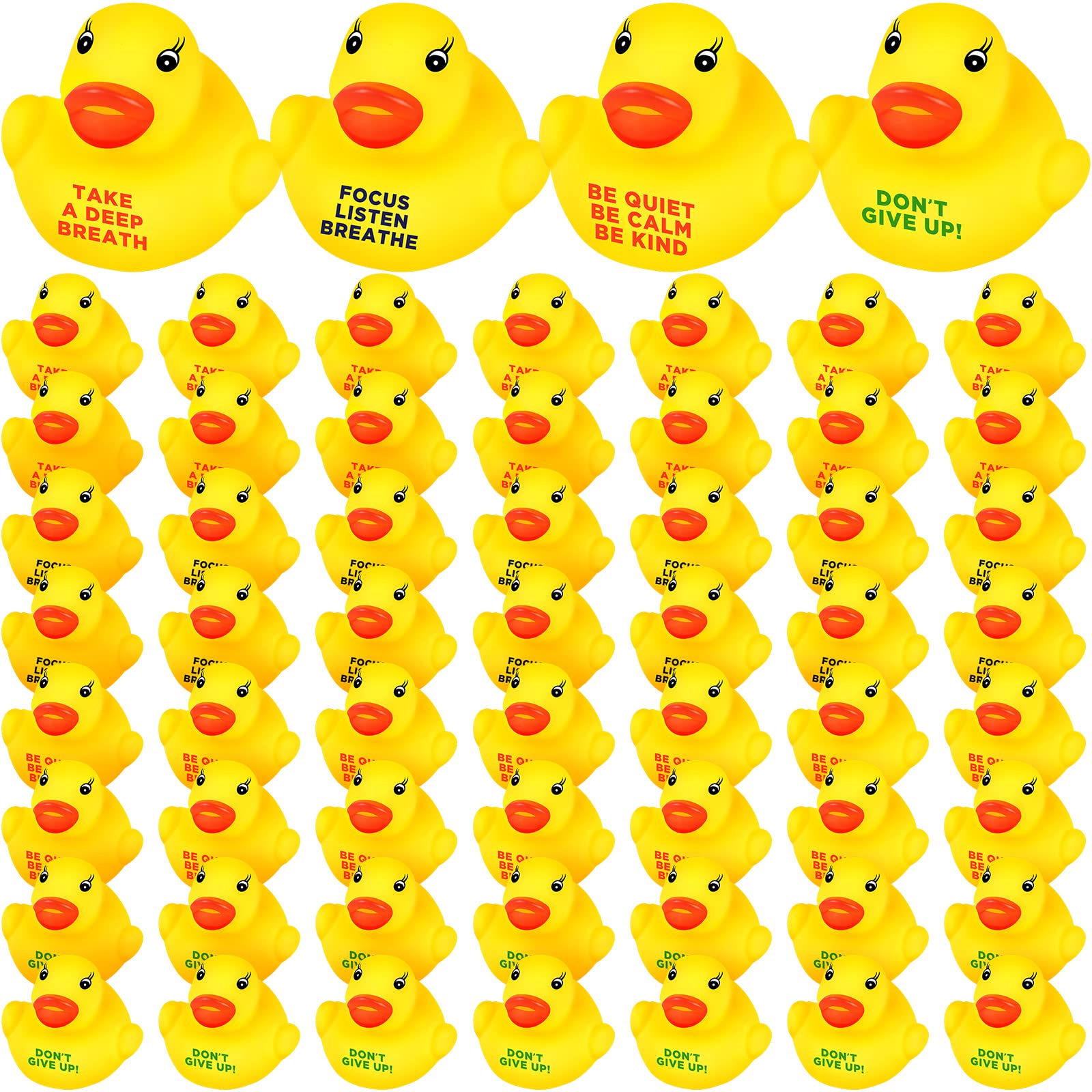 60-Pack Mini Inspirational Rubber Ducks – Motivational Stress Relief Party Favors (1.3 Inch)
