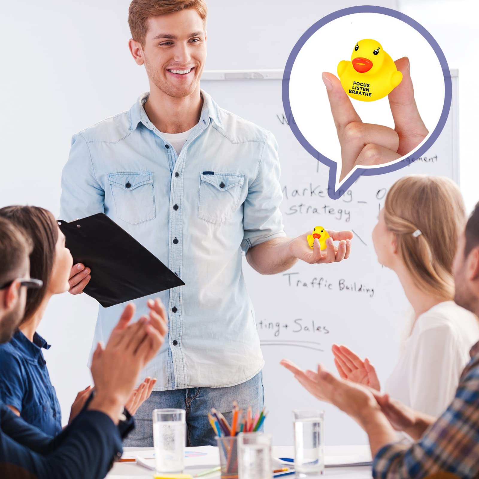 60-Pack Mini Inspirational Rubber Ducks – Motivational Stress Relief Party Favors (1.3 Inch)