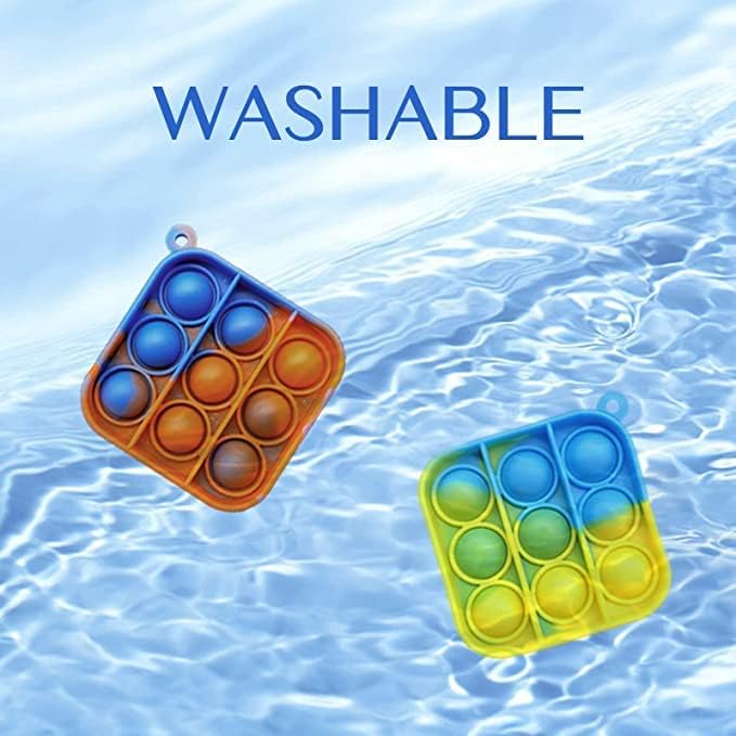 60-Pack Mini Pop Push It Keychain Fidget Toys – Square Bubble Sensory Fidgets for Stress Relief and Focus