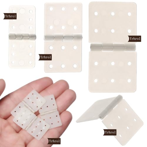 60-Pack Pinned Nylon Hinges for RC Airplane - 3 Sizes, Foldable, 6 Holes Each Side