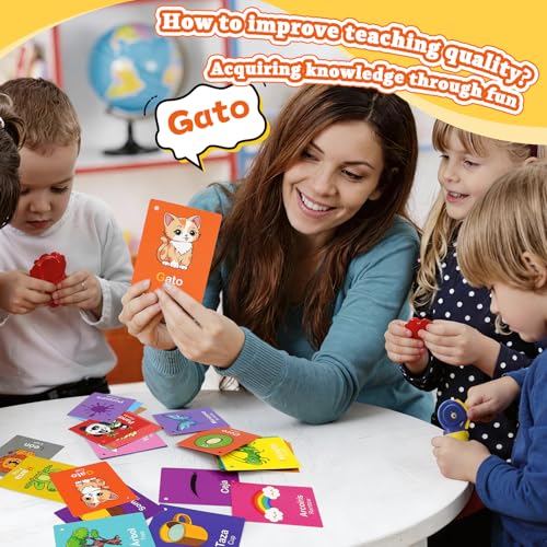 60-Piece Bilingual Toddler Flash Cards – Numbers, Colors, Shapes & Sight Words in Spanish & English by Edumix