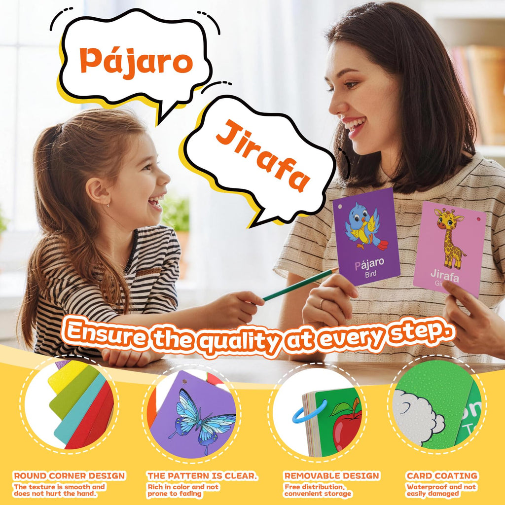 60-Piece Bilingual Toddler Flash Cards – Numbers, Colors, Shapes & Sight Words in Spanish & English by Edumix