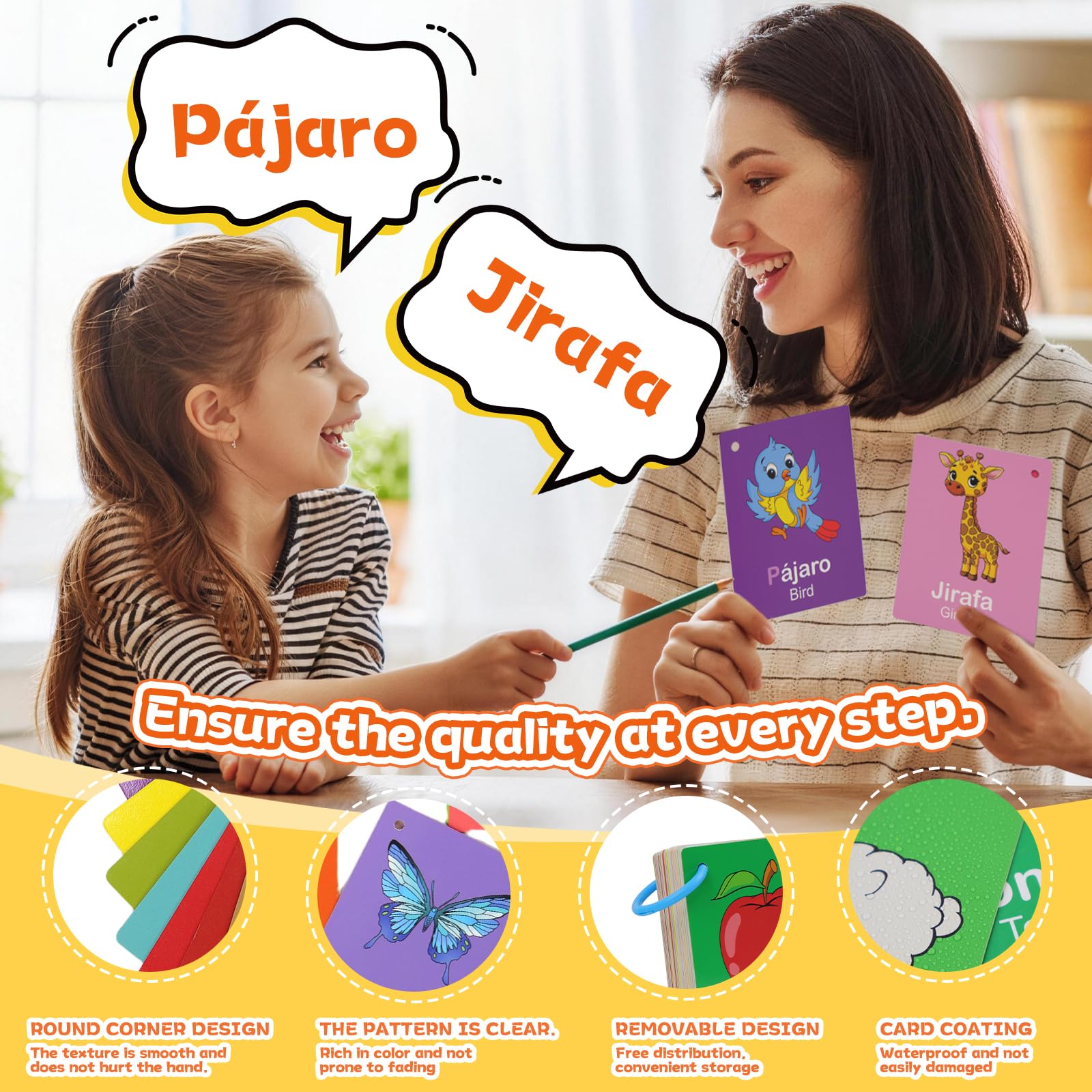 60-Piece Bilingual Toddler Flash Cards – Numbers, Colors, Shapes & Sight Words in Spanish & English by Edumix
