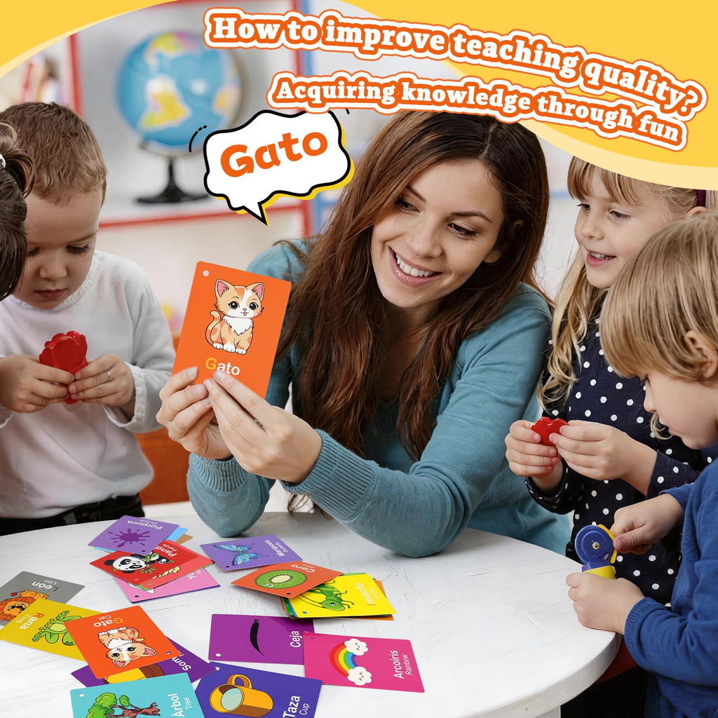 60-Piece Bilingual Toddler Flash Cards – Numbers, Colors, Shapes & Sight Words in Spanish & English by Edumix