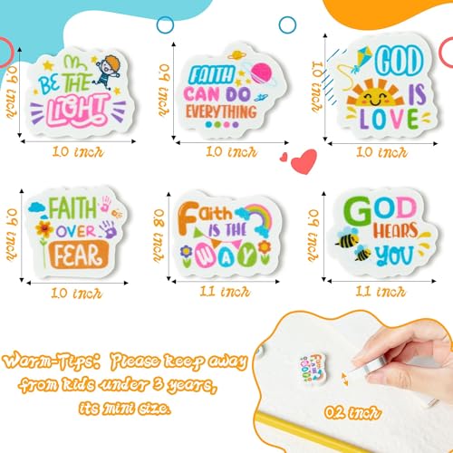 60-Piece Christian Inspirational Mini Erasers, Faith Over Fear Pencil Erasers for Kids, Classroom Rewards & Sunday School Supplies