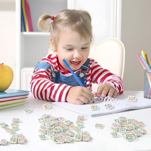 60-Piece Christian Inspirational Mini Erasers, Faith Over Fear Pencil Erasers for Kids, Classroom Rewards & Sunday School Supplies