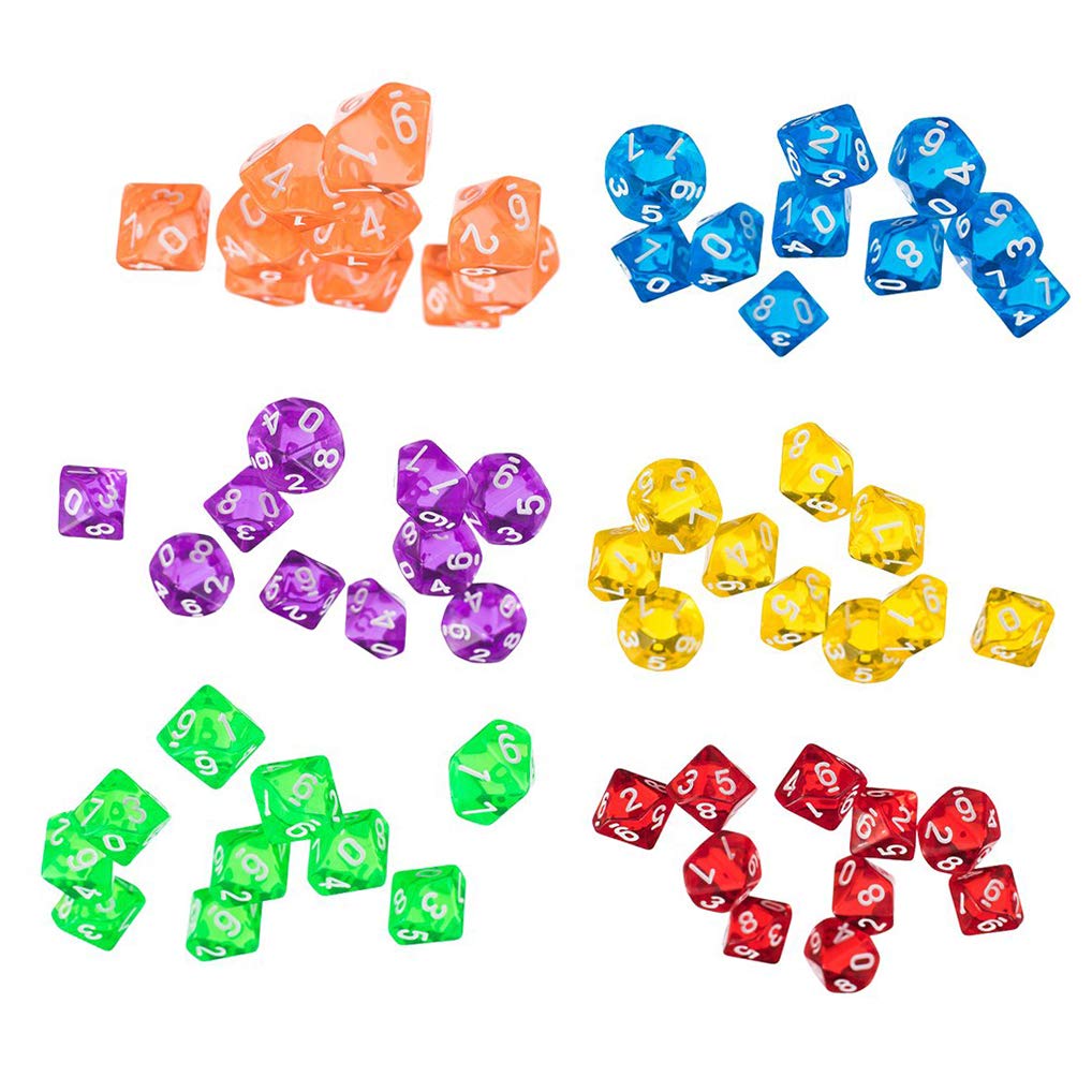 60-Piece D10 Dice Set – 16mm Polyhedral Dice for DND, RPG, Board Games