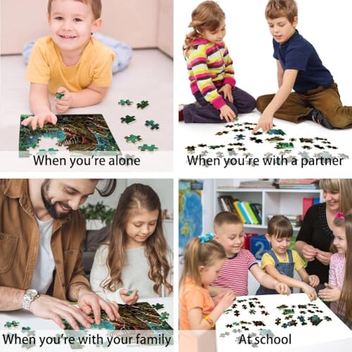 60-Piece Dinosaur Jigsaw Puzzle for Kids Ages 4-8 – Wood Puzzles in Metal Box, Fun Educational Toy for Boys & Girls